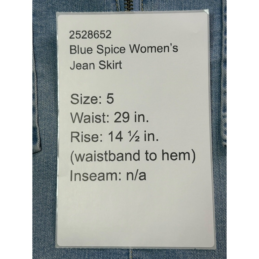 Blue Spice Jean Skirt Womens Size 5 Blue Denim Stretch Pockets Front Zip - Picture 3 of 6